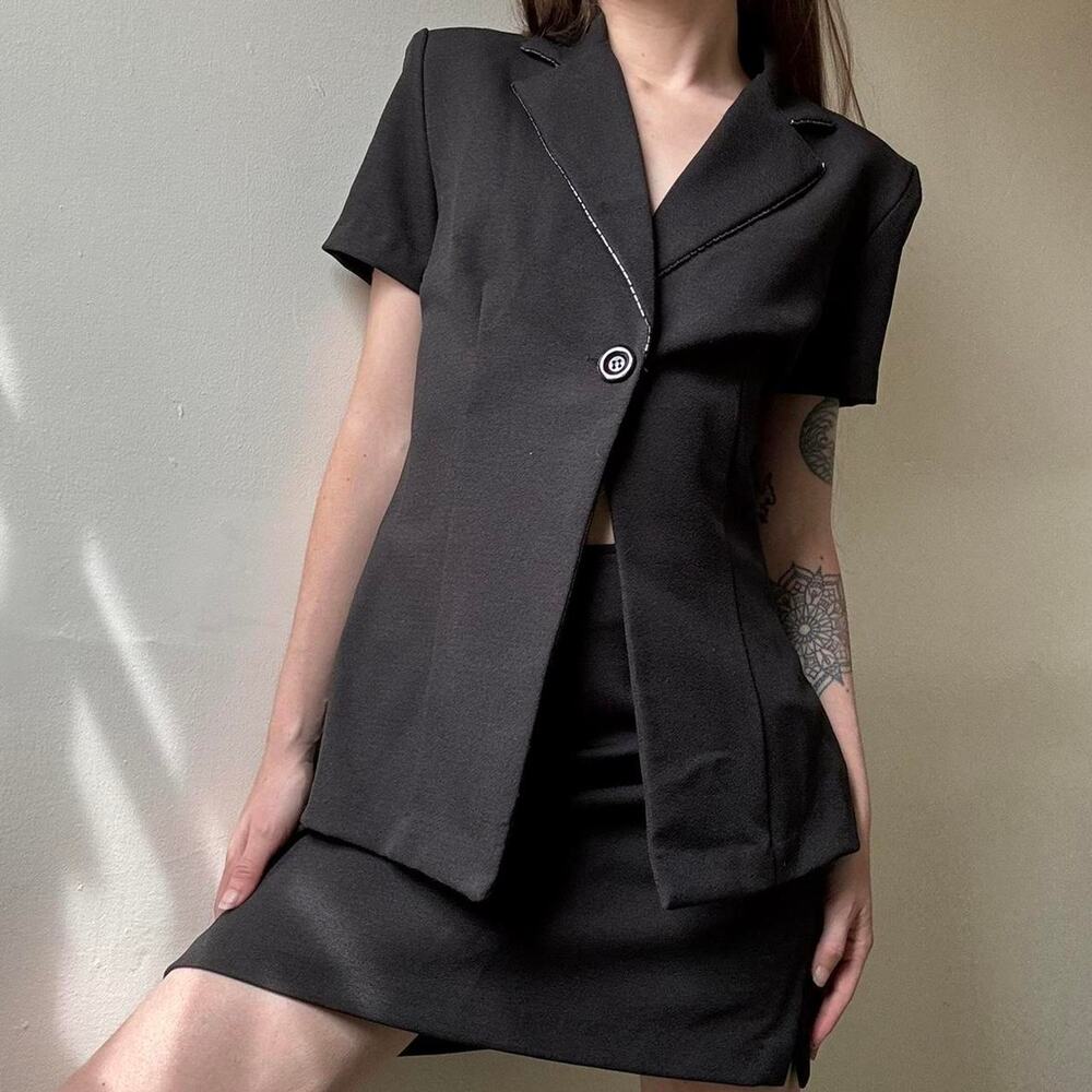Vintage XOXO Dresses Beaded Two-Piece Skirt Suit Set Small Corpcore Office Siren